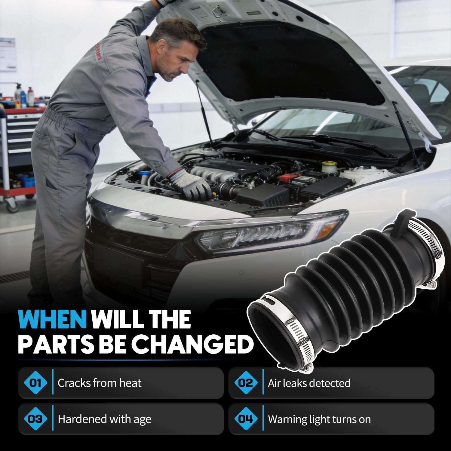 17225-6A0-A00 Engine Air Cleaner Intake Flow Tube Duct Hose Fit For Honda Accord 1.5L 2018-2022 Replaces 172256A0A00