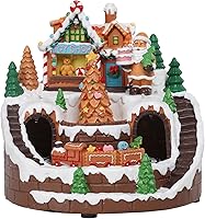 Vista 8 de WONDER GARDEN Casas de Pueblo de Navidad, Casa de Jengibre Iluminada Musicalmente con Edificios Navideños Coleccionables y Tren en Movimiento