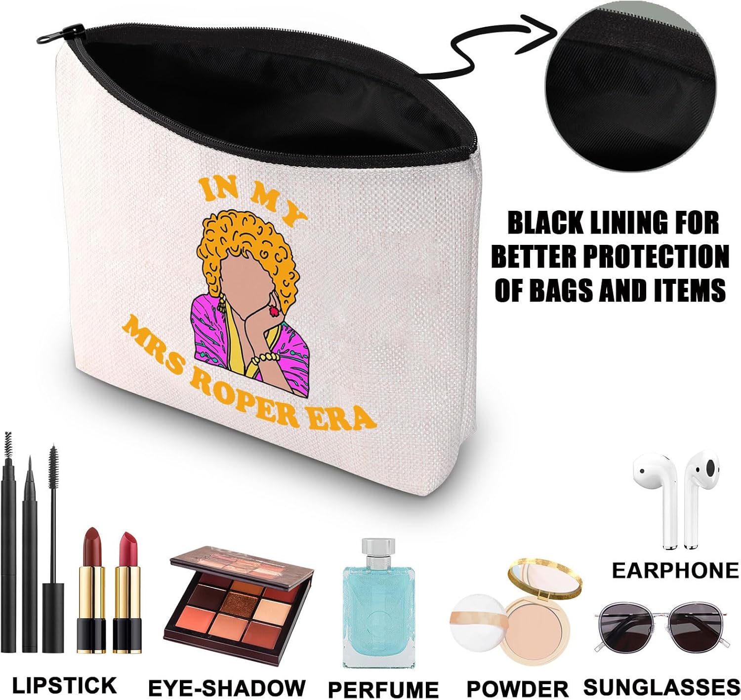 JNIAP Mrs.Roper Makeup Bag Mr Roper And Mrs Ropers Gifts In My Mrs Roper Era Gifts Sitcom Inspired Zipper Pouch (Mrs Roper Era) - Image 3