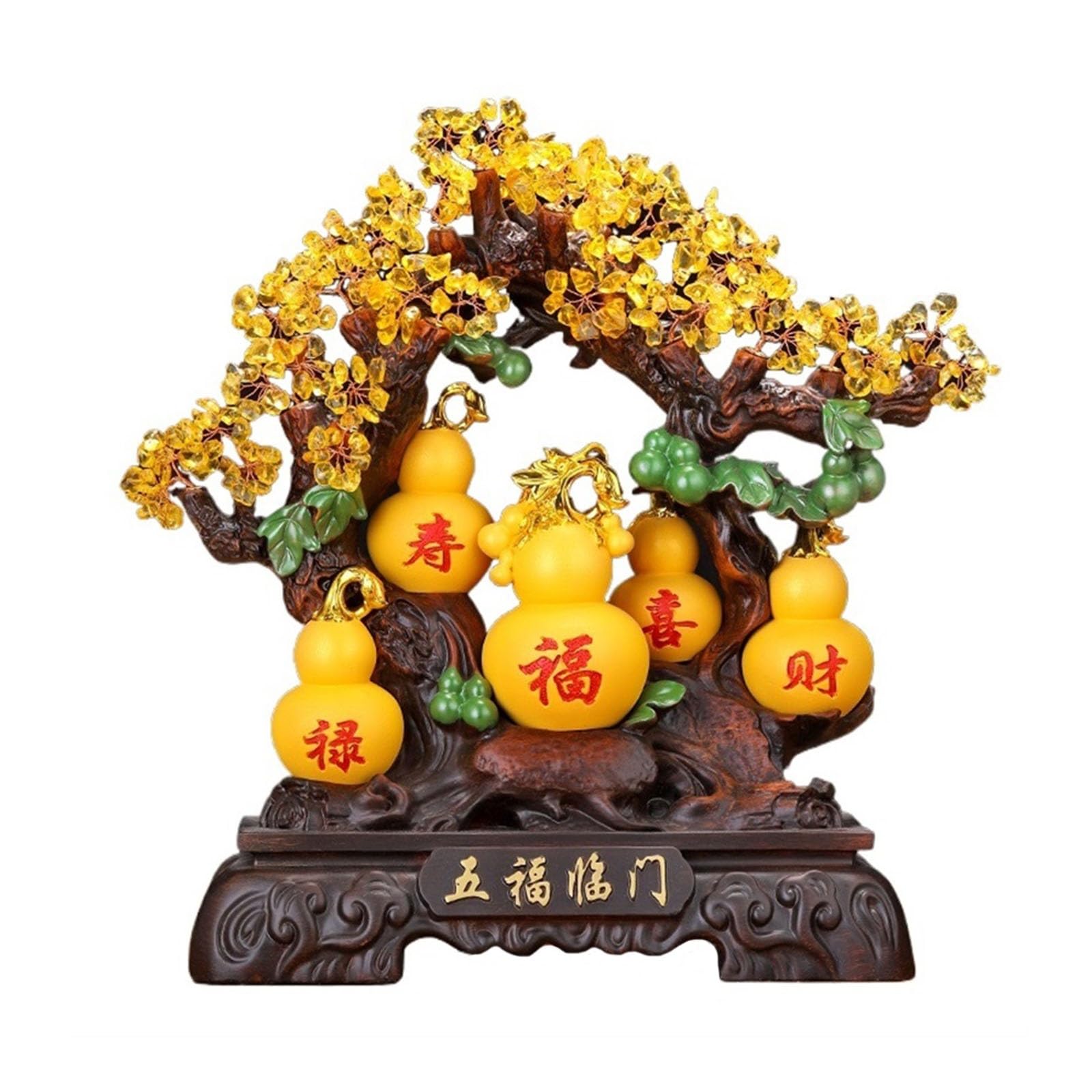 Money Tree Crystal Tree Feng Shui Money Gourd Ornaments, Natural Citrine and, Bonsai Style Trees Decoration for Luck and Wealth Crystal Tree(Medium)