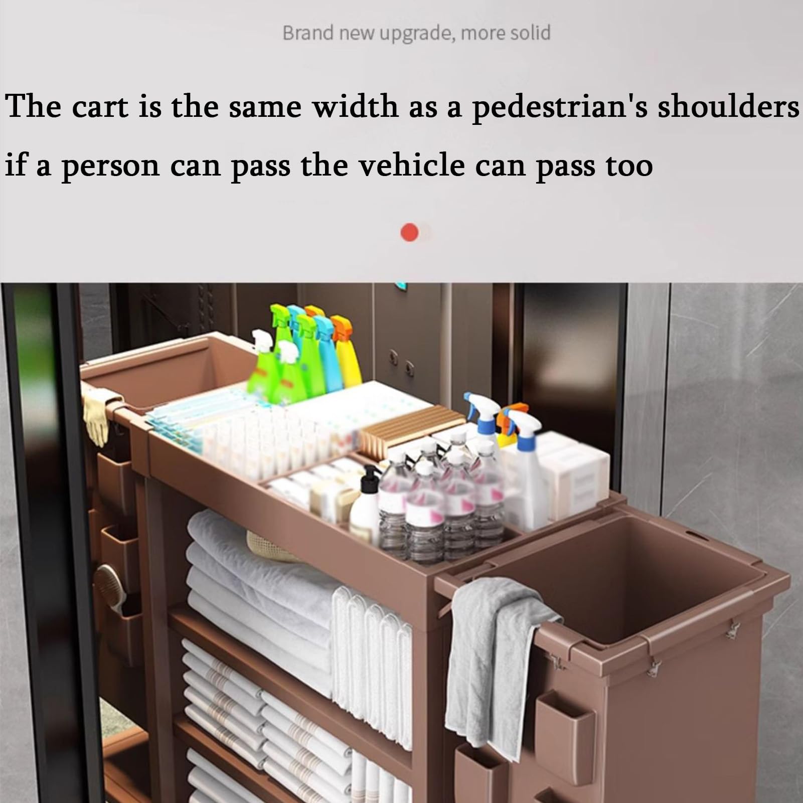 Carrito de limpieza de alta resistencia, carrito de limpieza comercial seccionado de gran superficie para oficina, hotel, suministros escolares, diseño de hierro extragrueso, almacenamiento organizado