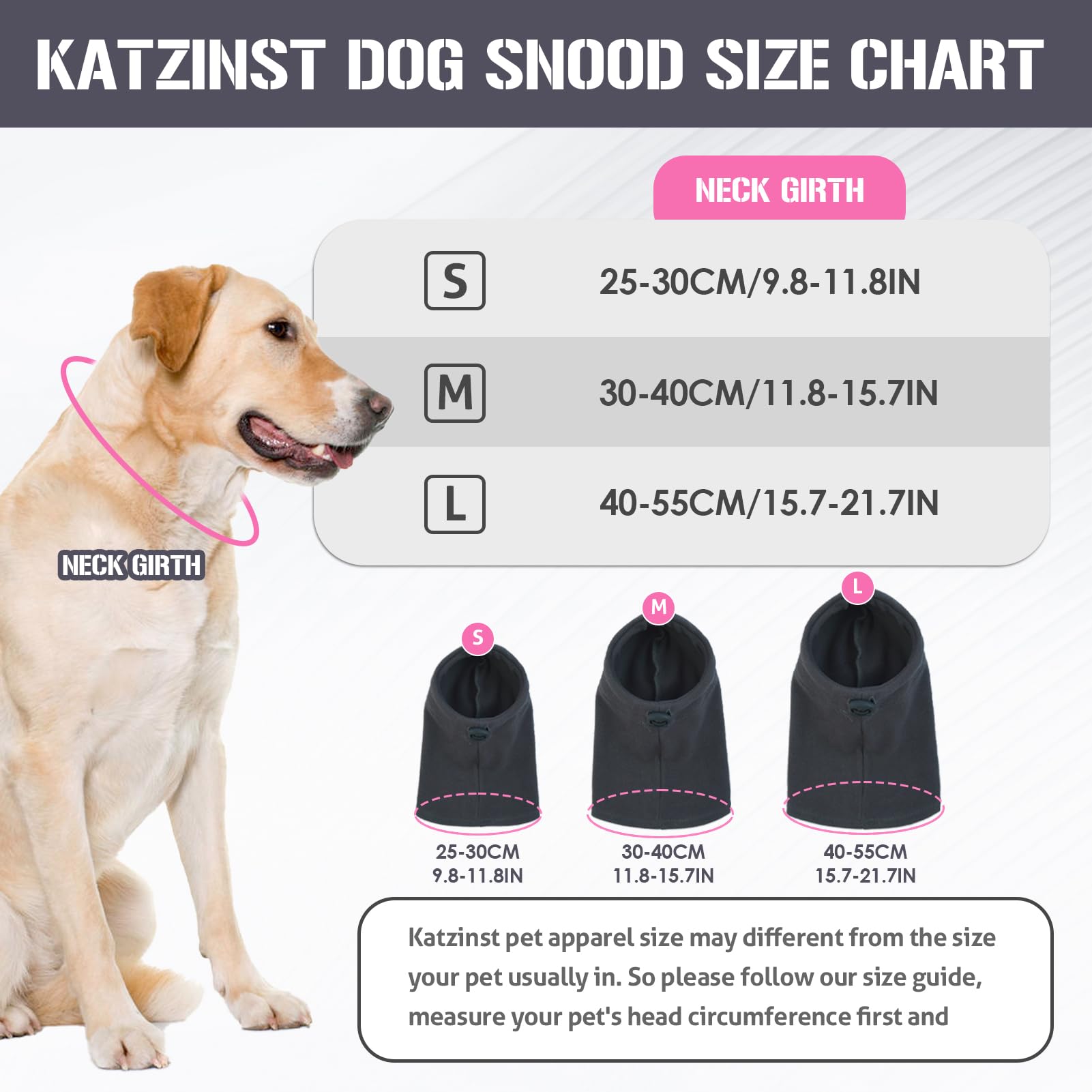 Katzinst Dog Snood for Dog Neck and Ears Warmer Ear Muffs Noise Protection Anxiety Relief and Calming Dog Ear - Image 3