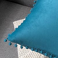 Vista 55 de 2 fundas para cojín decorativo de terciopelo con pompones