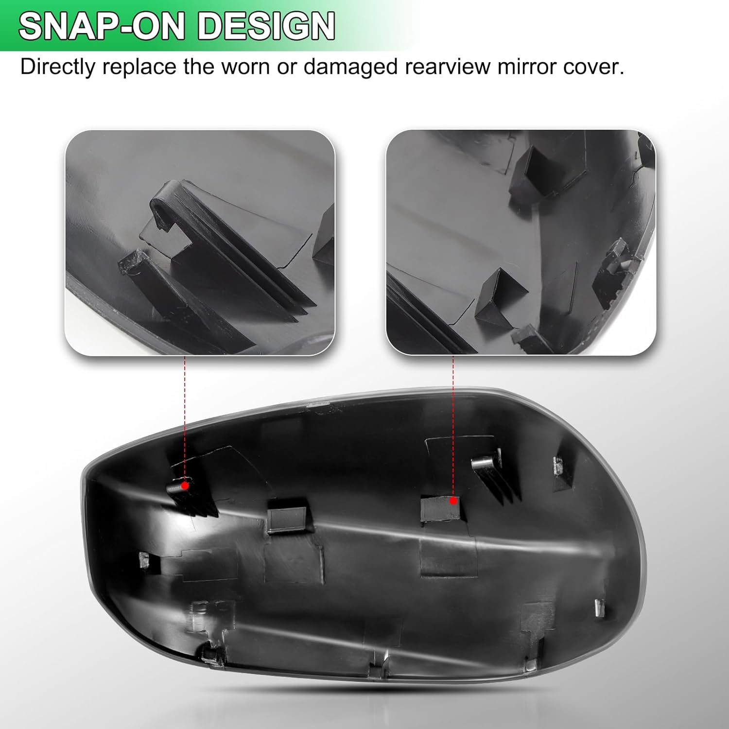 White Driver Side Mirror Cover Rear View Mirror Cap Compatible with 8th Gen Accord Sedan 2008 2009 2010 2011 2012