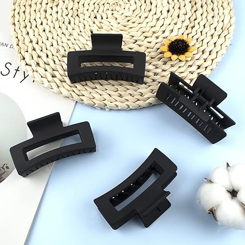 Miniatura 7 de 4 pinzas rectangulares para el cabello para mujeres y niñas, clips de garra antideslizantes de 3.5 pulgadas para cabello fino y grueso, abrazaderas