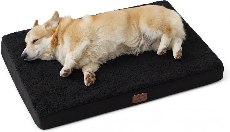 Almofada para Cama e Caixa de Transporte para Cães Bedsure Comfy Pet, Sherpa, 88,9 x 55,88 x 7,62 cm, Preta