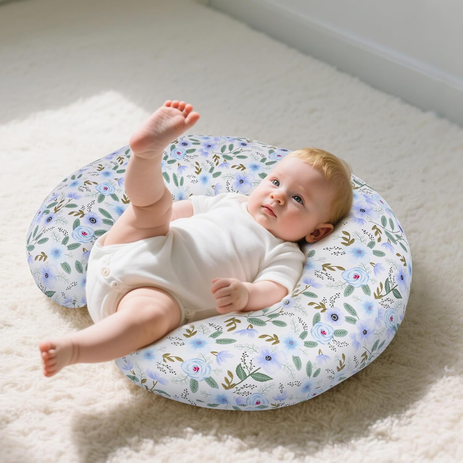 Baby Nursing Pillow for Breastfeeding, Adjustable Breast Feeding Pillow for Bottle Feeding, Breastfeeding Essentials for Mom and Baby Healthier Nursing, Removable Cover- Leaf - Image 4