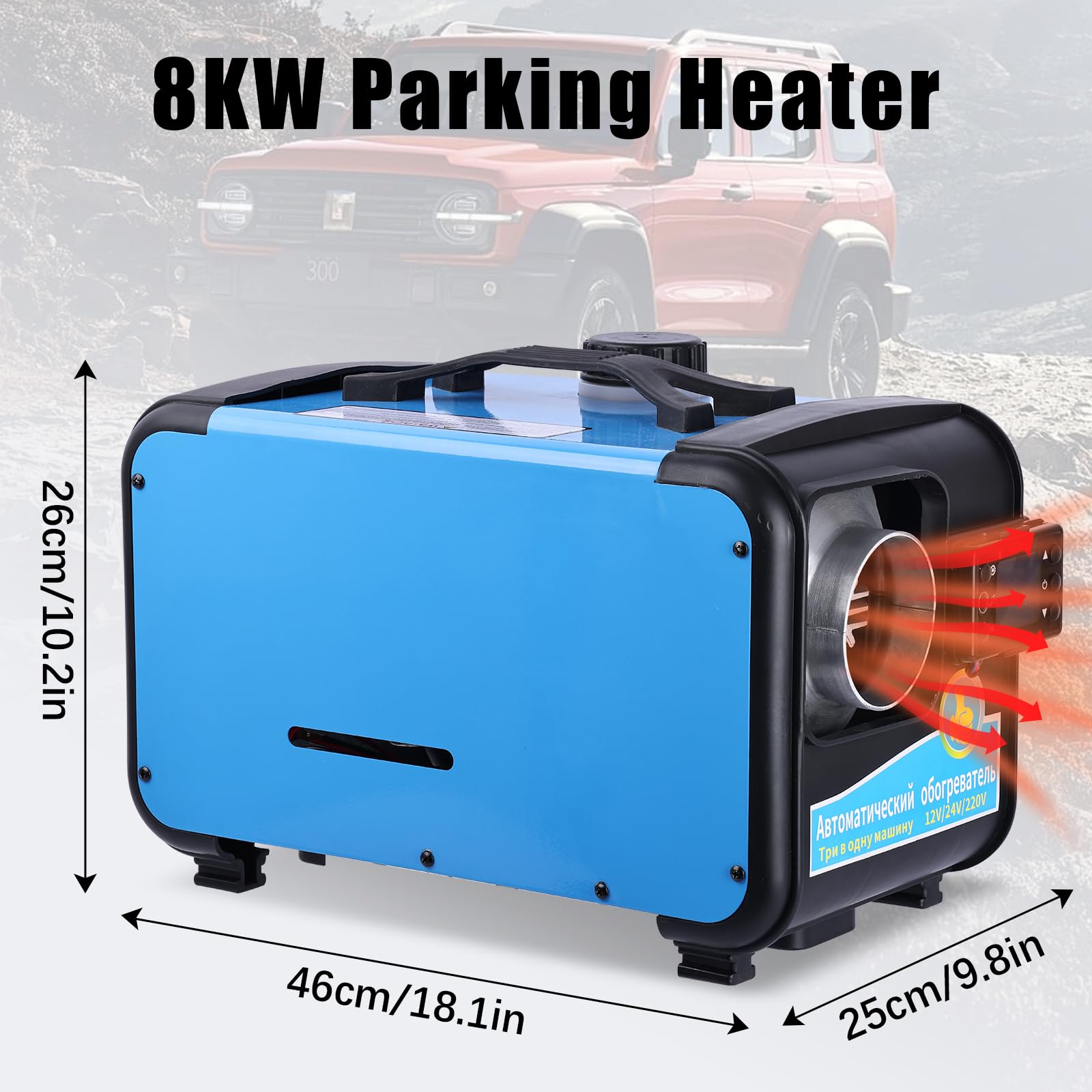 Nexalite Riscaldatore a Gasolio 8 kW con Bluetooth,Telecomando, 12/24V DC & Adattatore AC, Funzione Alta Quota, Serbatoio da 5 L – Riscaldatore Diesel per Auto, Camper e Camion
