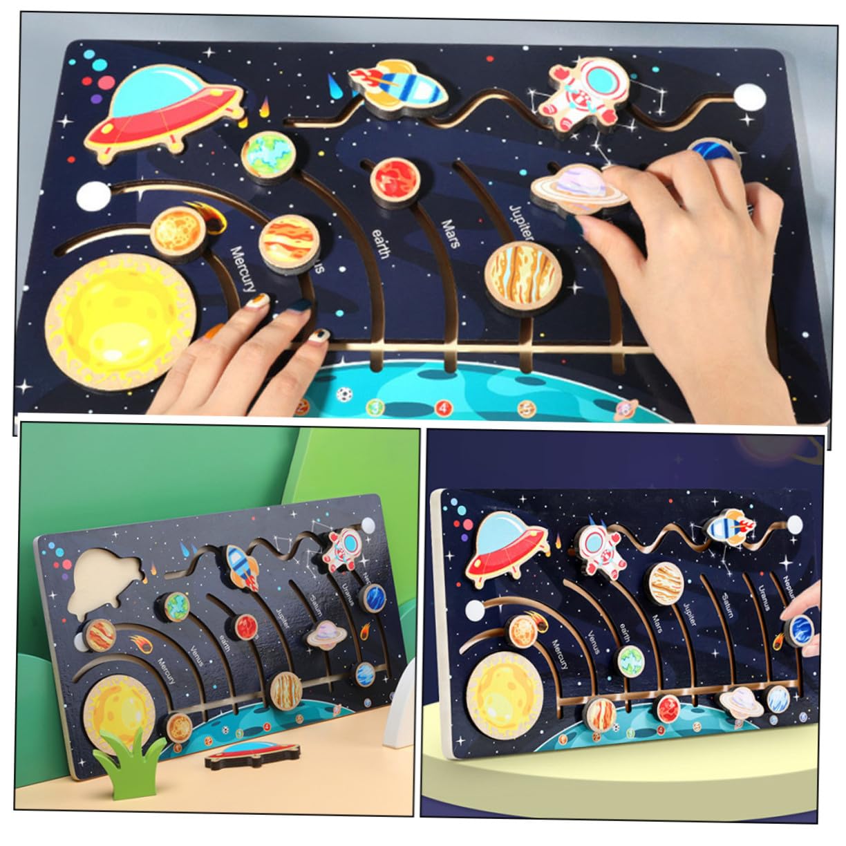 Toddmomy Puzzle Pianeti in Legno Educativo per Bambini, Solare Gioco per Attività di Apprendimento Prescolare e Sviluppo Motorio