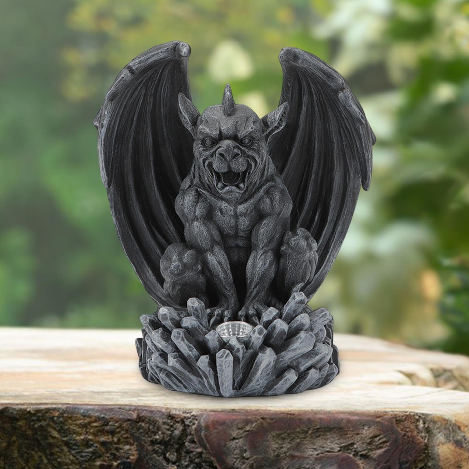 perfk Estatua del jardín con luz Solar de iluminación de Adornos a Prueba de Intemperie para el Patio del Patio Regal de del, Negro