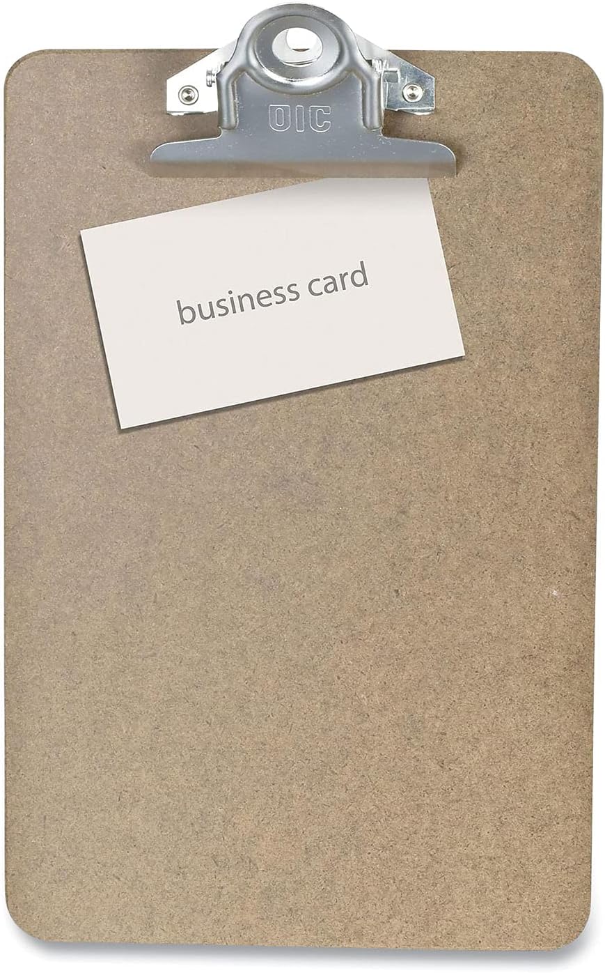 Officemate Recycled Hardboard Clipboard, 1" Clip Capacity, Holds 5.5 x 8.5 Sheets, Brown