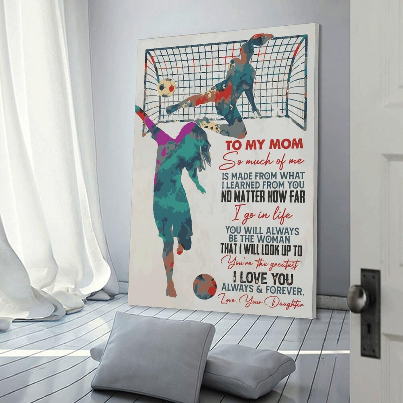 Junmoney Hanging Wall Art To My Mom Soccer, 08x12inch(20x30cm), for Work Areas, Reading Rooms Or Studios, Wall Art That Adds Style to Work Areas
