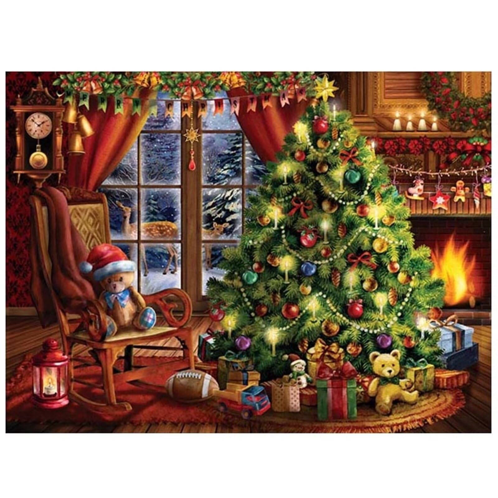 5D DIY Diamond Art Painting Kit Completo,Albero di Natale Diamond Painting per Adulti Bambini,Pittura Diamante con Numeri Strass Ricamo Punto a Croce Painting Casa Parete Decorazione,90x120cm