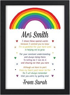 Personalised Teacher Gift - Rainbow Thank You Gifts for School Teacher, TA, Nursery, Leaving Gift - Gifts for Teachers, Teaching Assistants, Nursery Teachers - ANY NAME - Appreciation (Personalised)