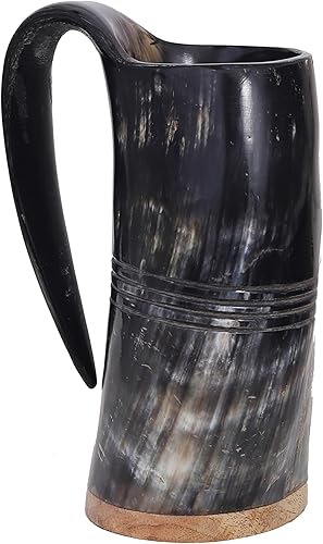 Miniatura 6 de Taza de cerveza Viking Drinking Horn para hombres, tazas de cuerno de cerveza para regalo de Navidad (XL - 32 onzas, juego de tazas de cuerno  Jarl)