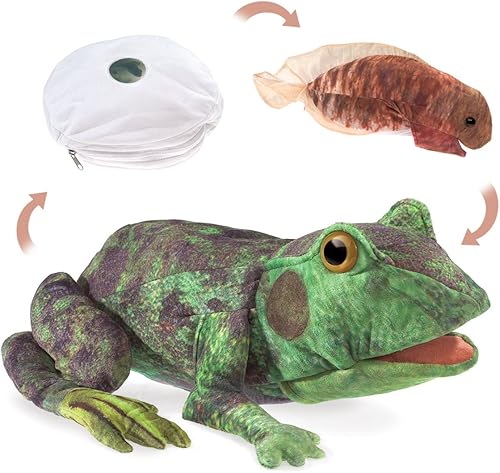 Miniatura 2 de Folkmanis Marioneta de mano de ciclo de vida de rana, verde, 8 pulgadas