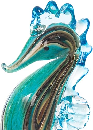 Miniatura 2 de Beachcombers Figura de caballito de mar de cristal multicolor azul