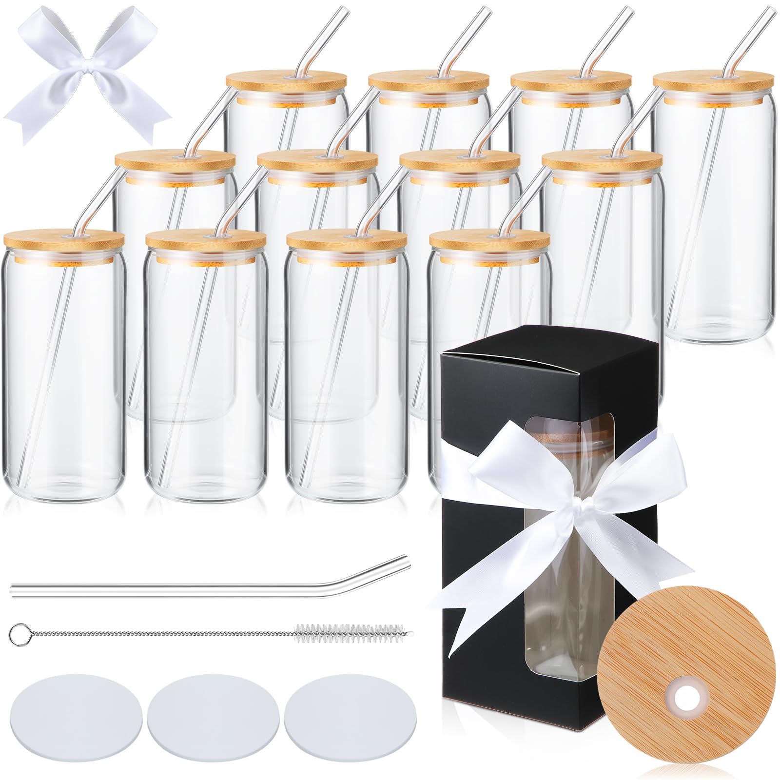 Verre de sublimation canette bière avec paille gobelet eau café jus tasse transparente Tioncy