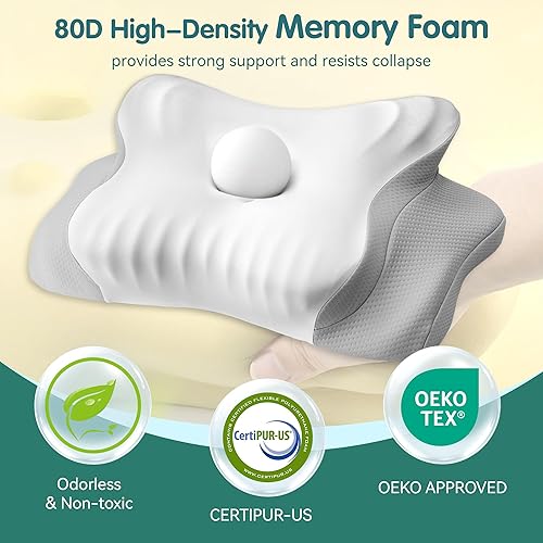 Miniatura 5 de Almohada cervical para el cuello para aliviar el dolor, almohada ergonómica para dormir de lado para soporte del cuello, almohada ortopédica de