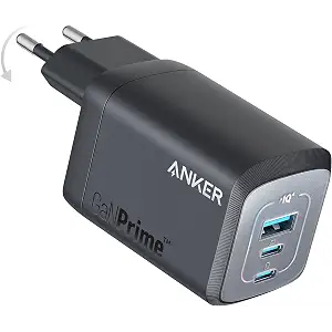 Anker Prime Cargador USB C Carga Rapida 100 W, Cargador GAN, Compacto y Plegable con 3 Puertos, para MacBook Pro/Air, iPad Pro, iPhone 16/15/14Pro, Galaxy S23/S22, Note20, Pixel, Apple Watch y más