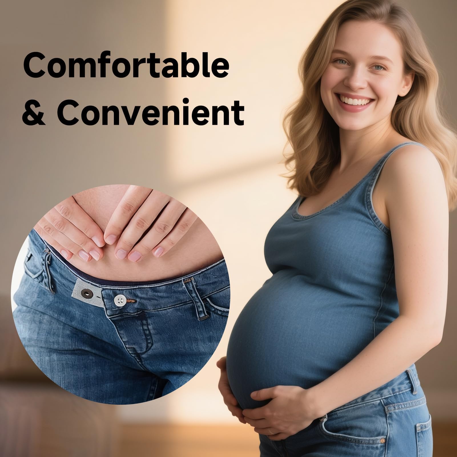 10 Piezas Extensor de Cintura para Pantalones, Botones Ajustables en Negro/Azul/Blanco/Caqui/Gris, Ideal para Embarazadas y Ajuste de Ropa, Alargador de Cintura para Hombre y Mujer