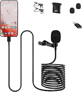 Lavalier Lapel Microphone USB C Professional Omnidirectional Condenser Clip on Microphone for Recording, Vlogging, Podcasting Compatible with Laptop, Tablet (6m/19ft Lapel Mic for Android Phones)