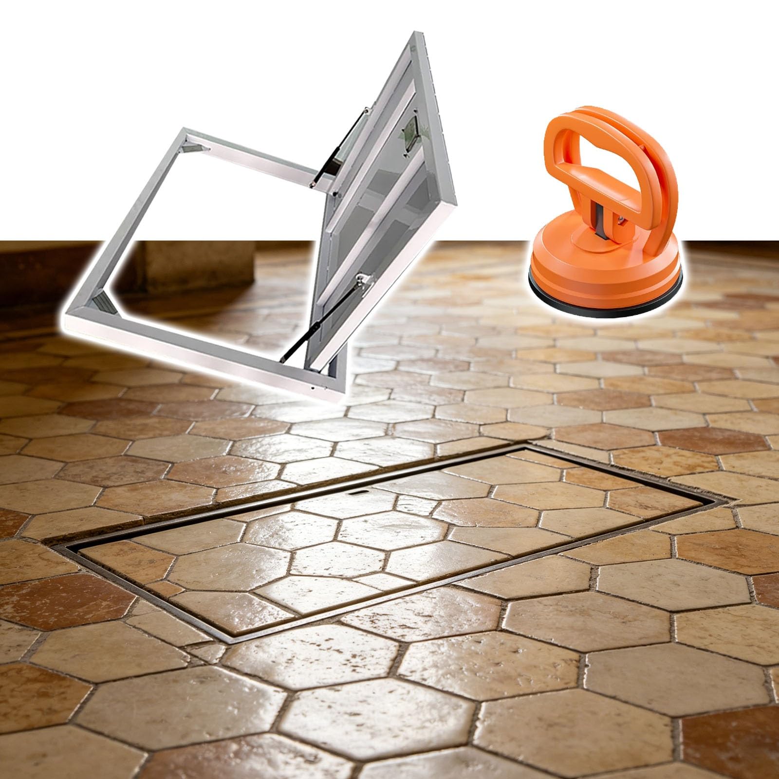 Trappe de toiture porte d'accès couvercle de sous-sol invisible 71x51 cm SRNSAEB