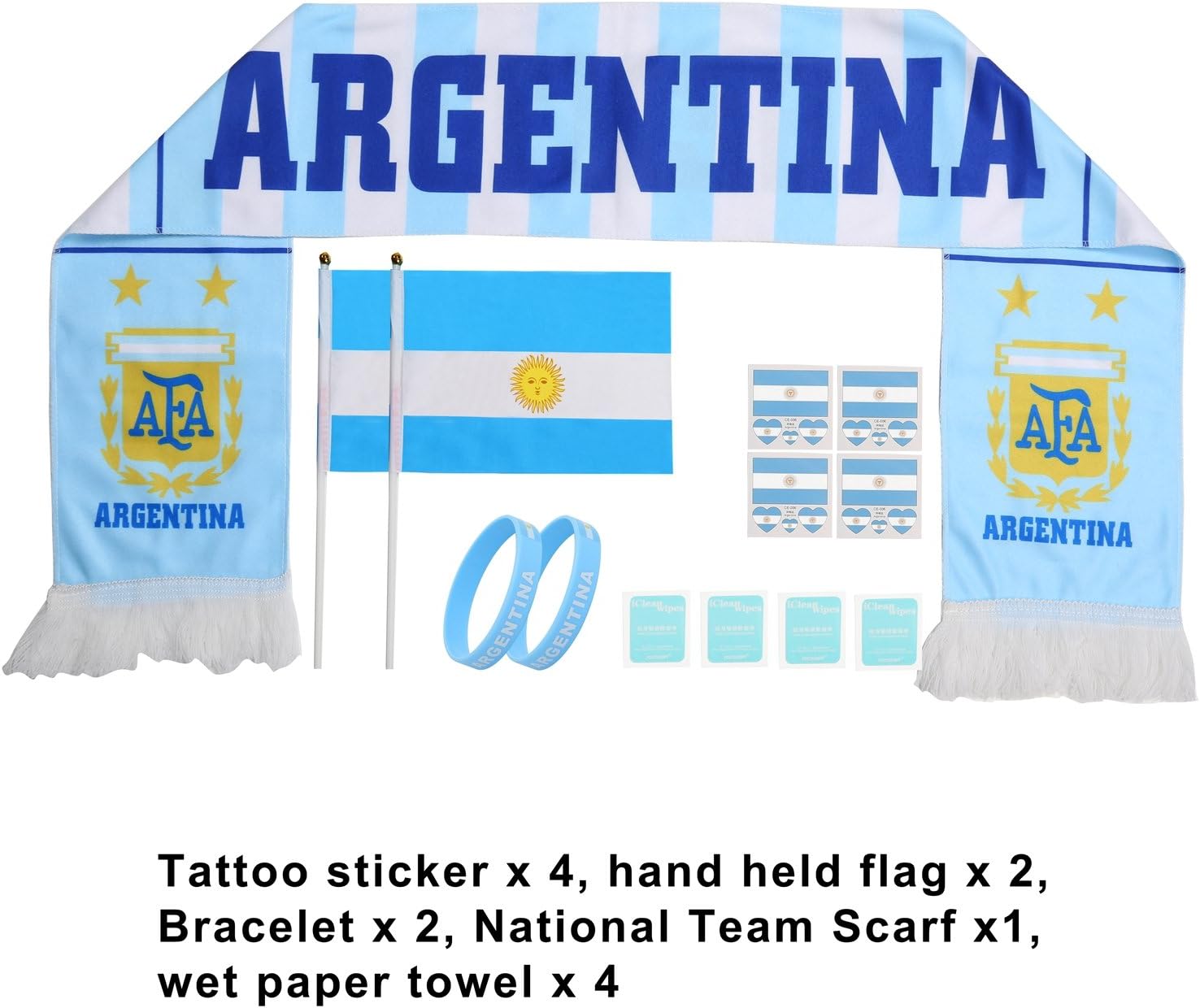 Stick Flag Fans Scarf Tattoo Stickers Silicone Bracelet Football Suit Cheerleading Supplies for World Cup 2018, Olympic, Bar, Sports Events, Festival Events Celebrations