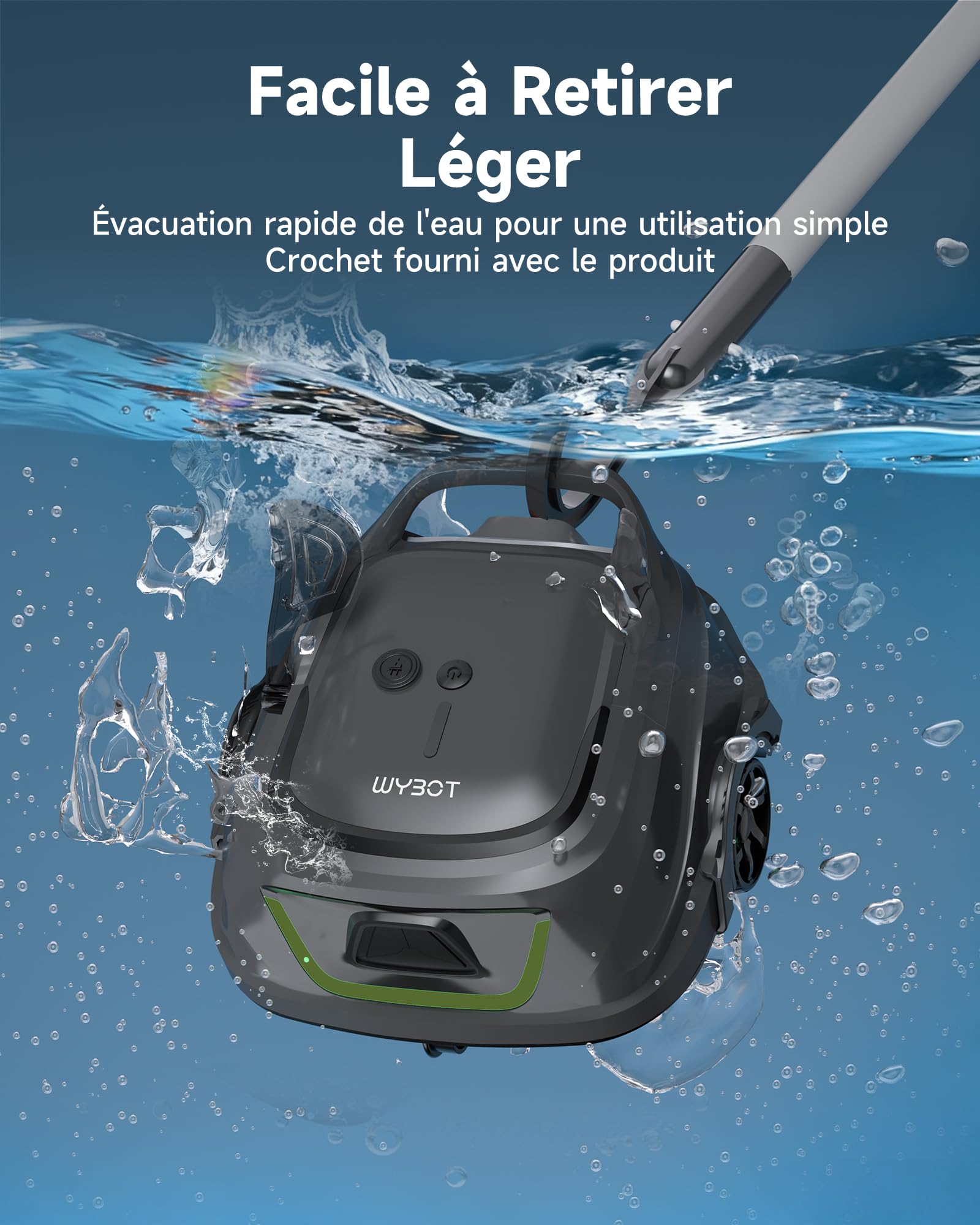 WYBOT A1p Robot Piscine Intelligent, Double Filtration, Autonomie 120 Min, Robot Piscine sans Fil Puissant pour Hors-Sol Et Plates, Élimine Débris, Stationnement Auto, Vert Olive