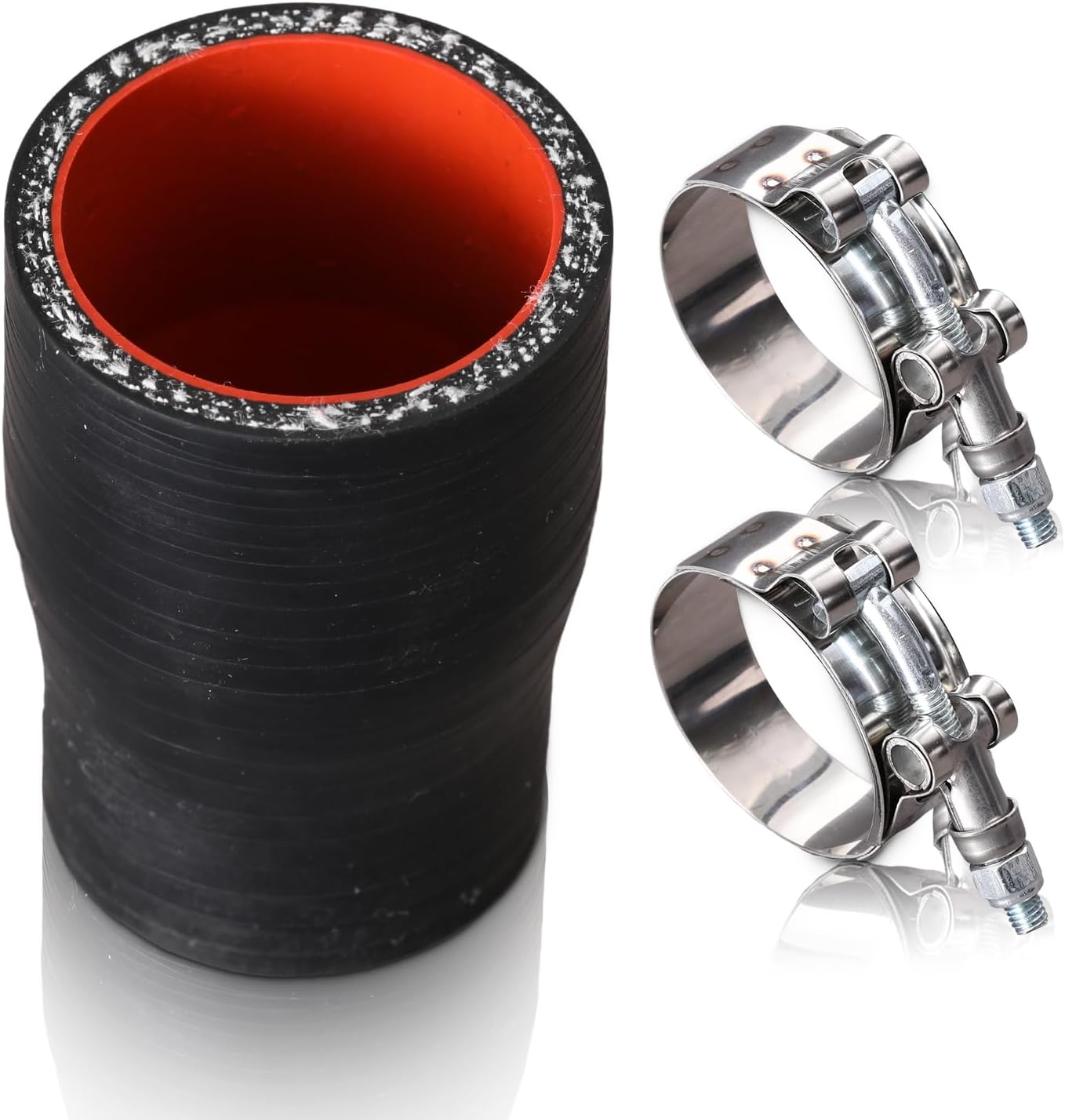 2.0" to 2.5" ID Straight Silicone Reducer Coupler Hose with Stainless T-Bolt Clamp,4 Layers Reinforced,Thickness(5mm),Leg Length 3 inch Intake Turbo Piping Intercooler Coupler Silicone Hose