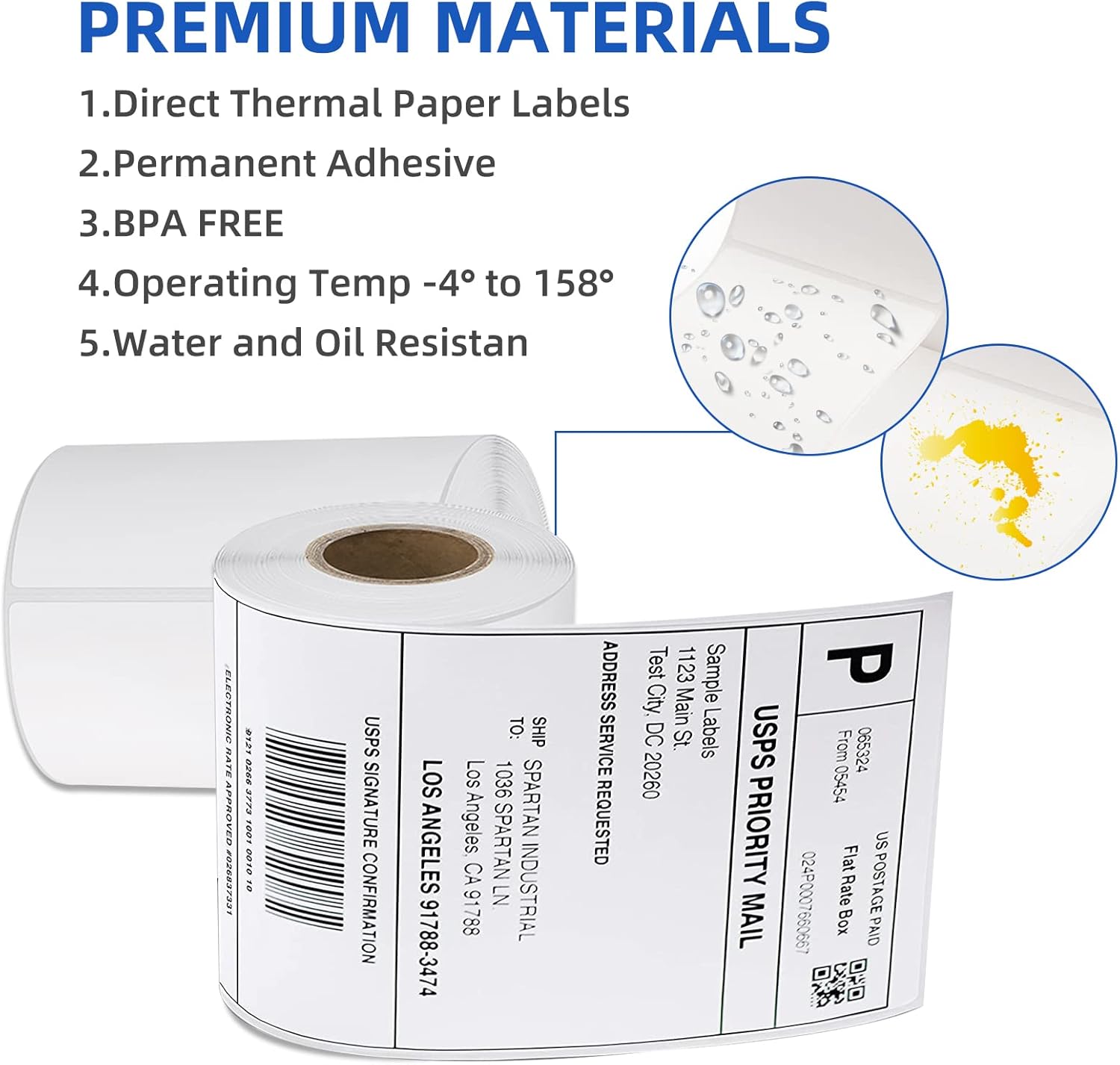 AKOGIRSE 4"x6" Direct Thermal Shipping Labels, 1000 Labels/4 Rolls(250 Labels per Roll), Perforated Mailing Postage Label, Thermal Label Paper Roll Compatible with MUNBYN Rollo Zebra, Strong Adhesive : Office Products