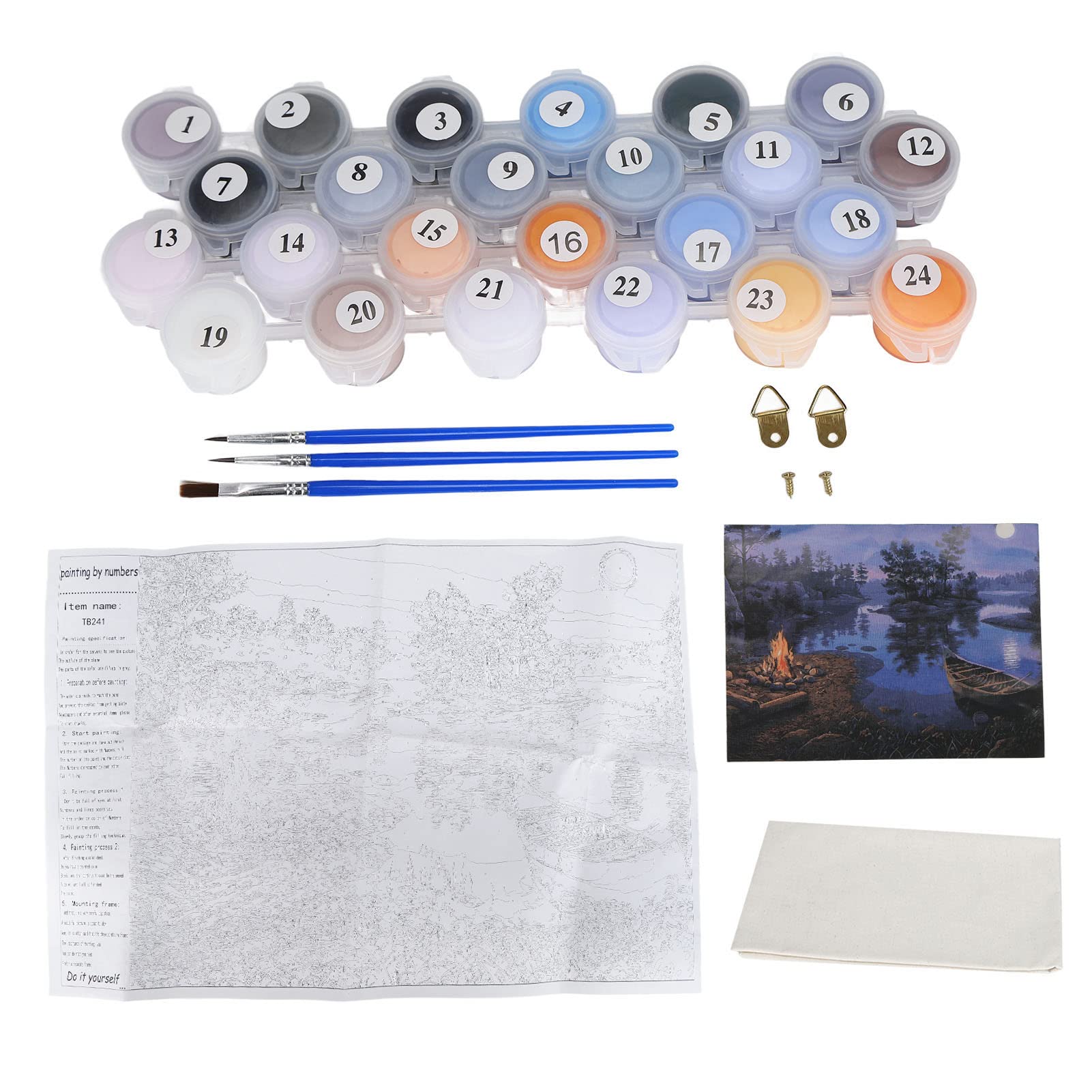 Akozon Peinture par Numéros pour Adultes et Enfants Débutants, 40 X 50 Cm, Nuit au Clair de Lune, Lac Paisible, Kit de Peinture à l'huile sur Lin de qualité Supérieure, activité Familiale,