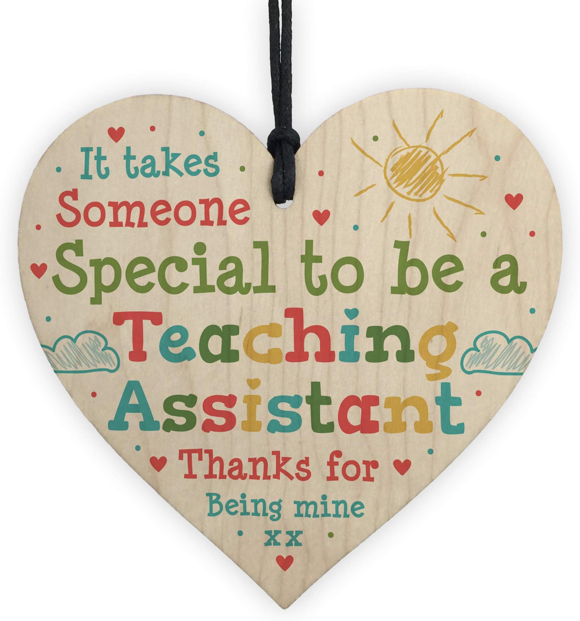RED OCEAN Teacher Gifts Wooden Heart School Nursery Pre School Leaving Thank You Present Keepsake