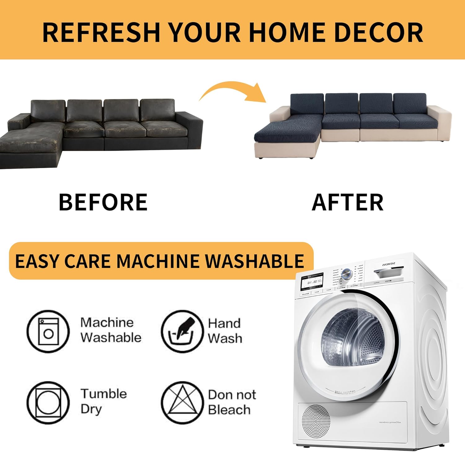 Stretch Couch Cover for Sectional Sofa - Multiple Patterns & Colors,Sofa Cover Design for L-Shaped Couches (1 Pcs)