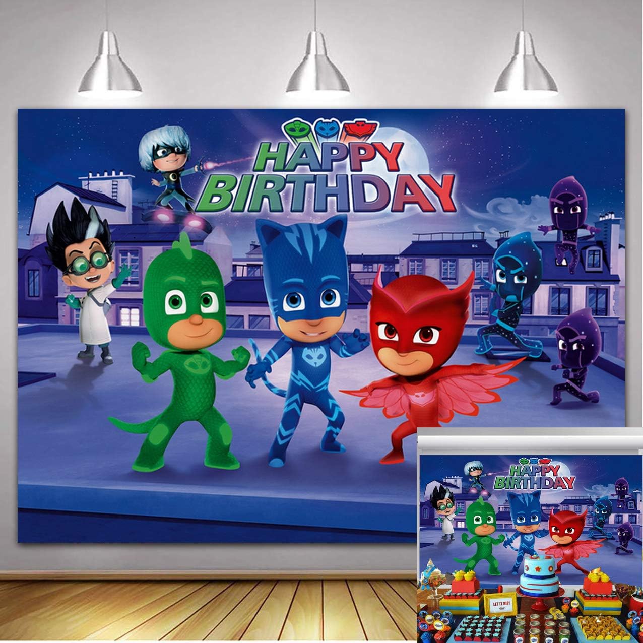 Superhero Party Supplies Photography Backdrop 7X5ft Cartoon Super City Hero Background Boys Birthday Cake Table Decoration Baby Shower Banner Photo Booth Props
