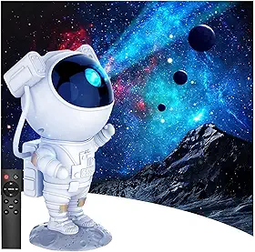 Projetor de luz de astronauta – Projetor de galáxia rotativo de 360° Projetor de estrela para crianças e adultos – 7 efeitos de nebulosa, projetor de céu noturno e luzes espaciais