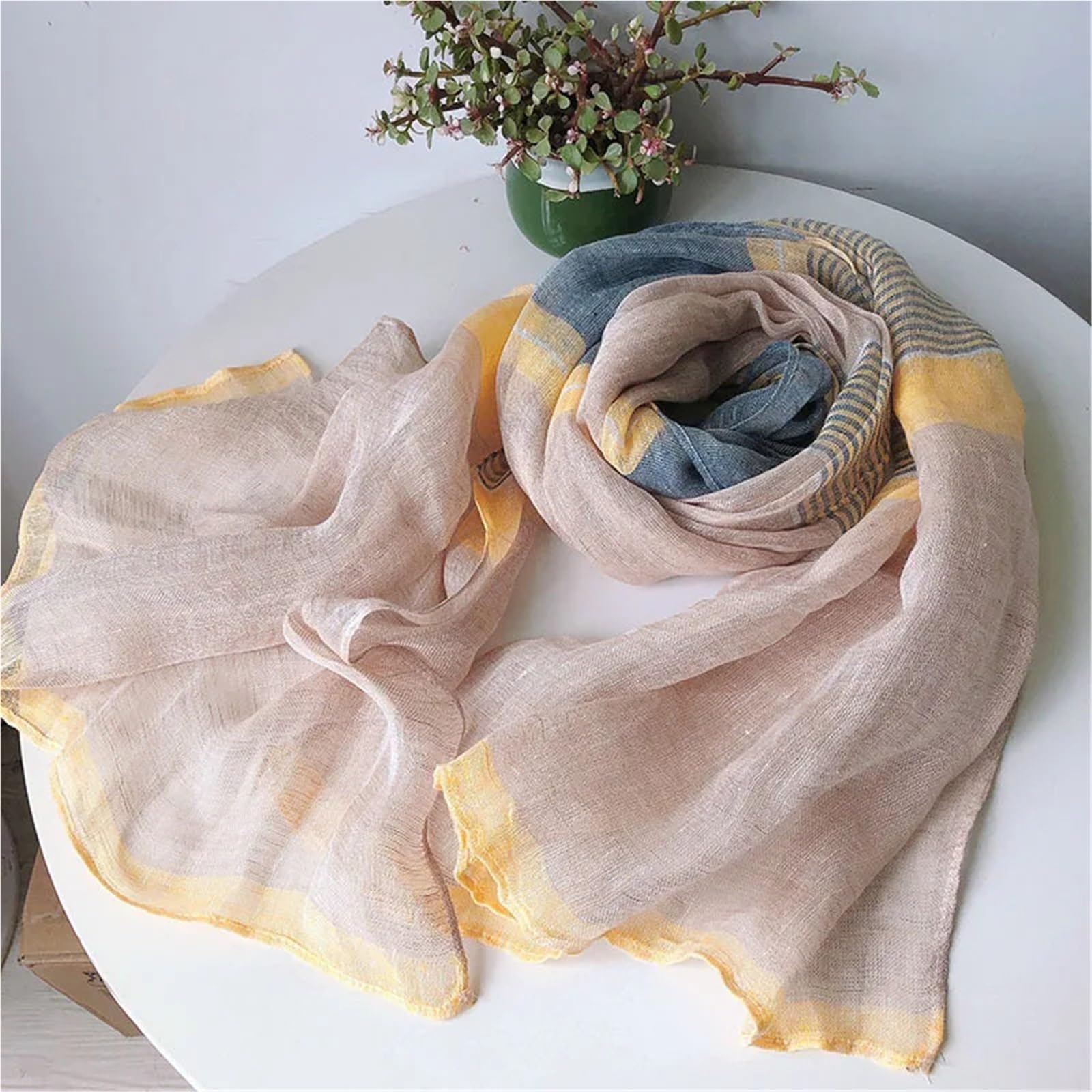 Verano Chales Bufanda ligera elegante de rayas lino for damas
