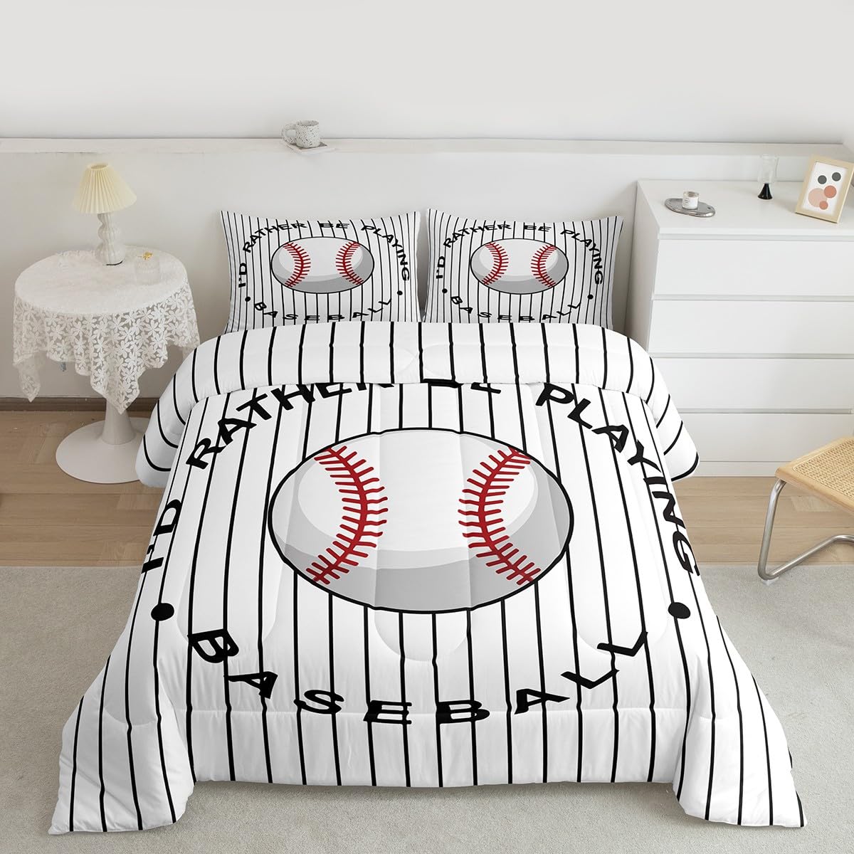 Feelyou Baseball Comforter Set Toddler Size Bedding Set for Kids Teens