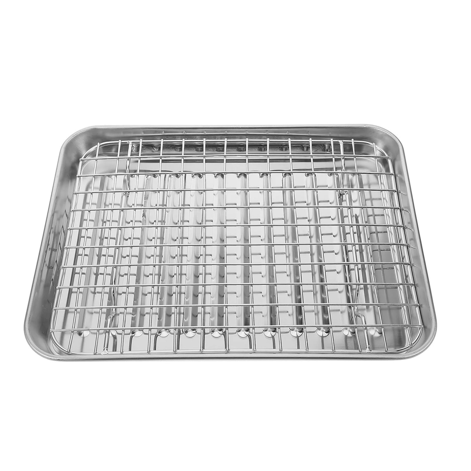 Backblech Obst-Set, Backgeschirr, Grillplatte, Bratpfanne aus Edelstahl, Bratblech mit Rost(Multi)