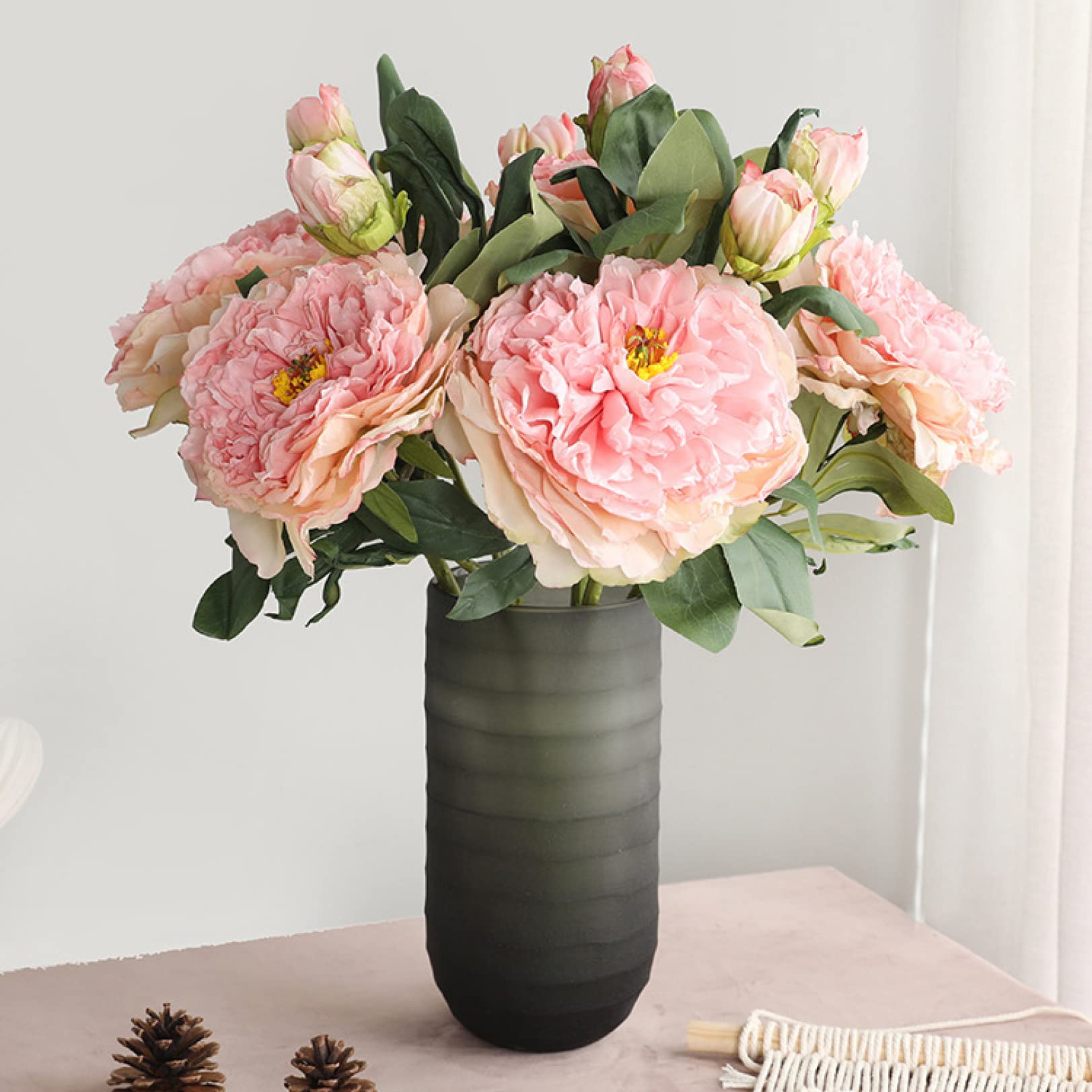 Amazon｜造花 枯れない花 アートフラワー 桃色 1本 牡丹 花 ブーケ