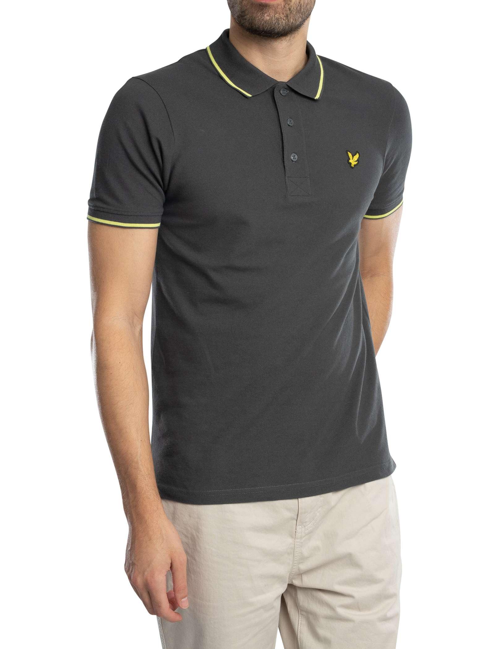 Lyle & Scott Men's Tipped Polo Shirt, Gunmetal/Steward, XL
