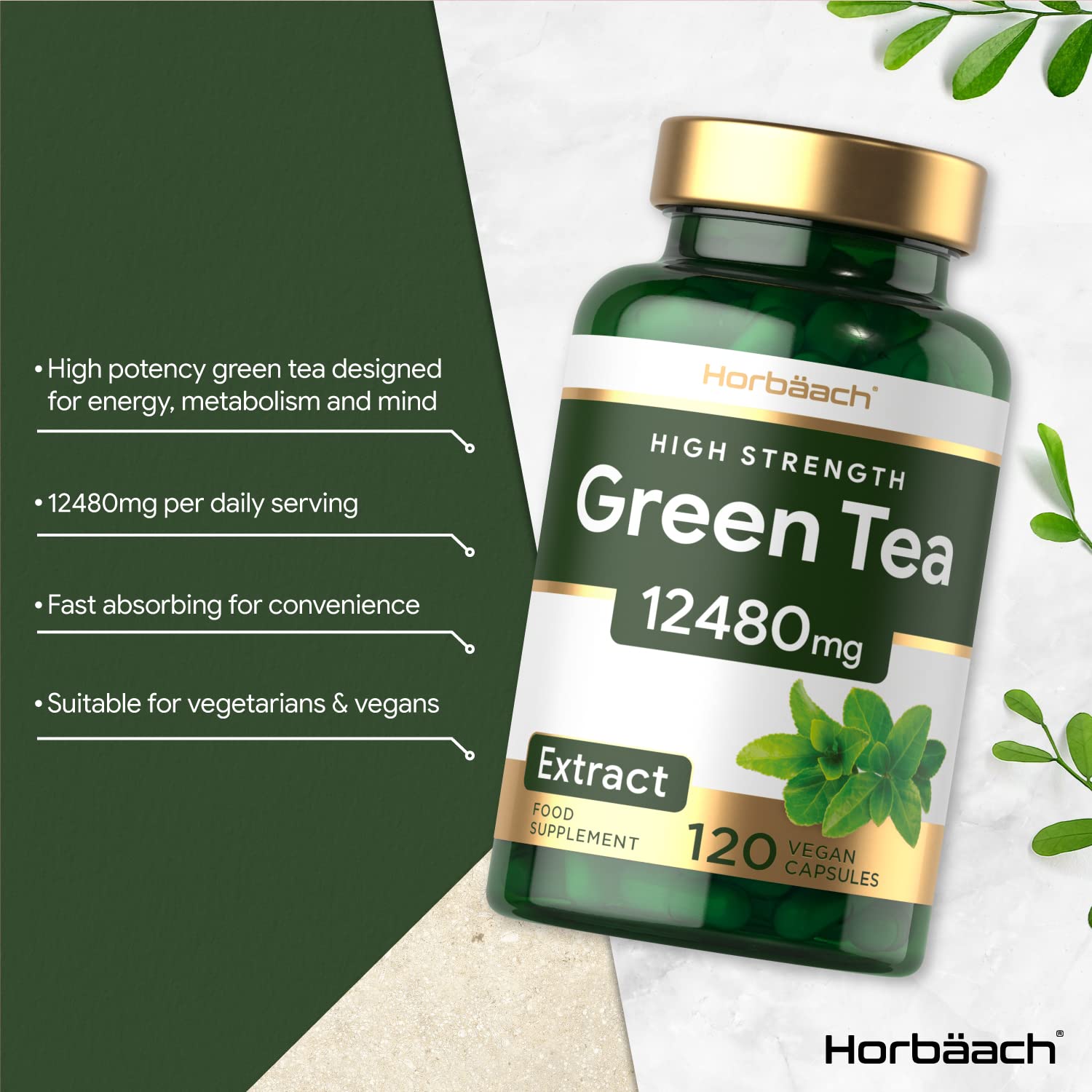 Buy Green Tea Capsules 12480mg Extract 120 Count EGCG Supplement by