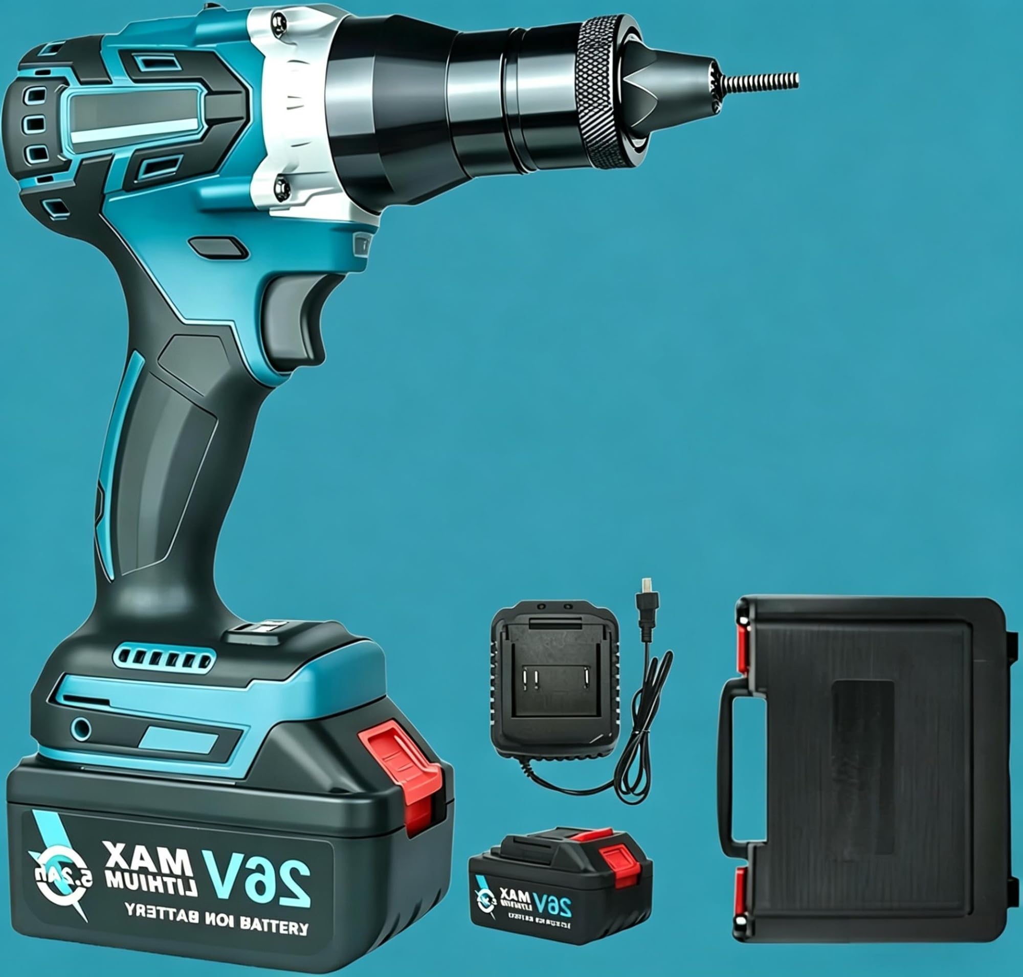 Sysxlt Tool Cordless Rivet Nut Gun 5200Mah Electric Riveter Kit Automatic For M3 M4 M5 M6 M8 M10 M12