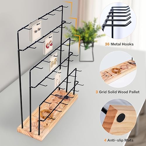 Miniatura 3 de Organizador para aretes, soporte para joyas, 36 ganchos para vender tarjetas de aretes, pulseras, llaveros, anillos, collares
