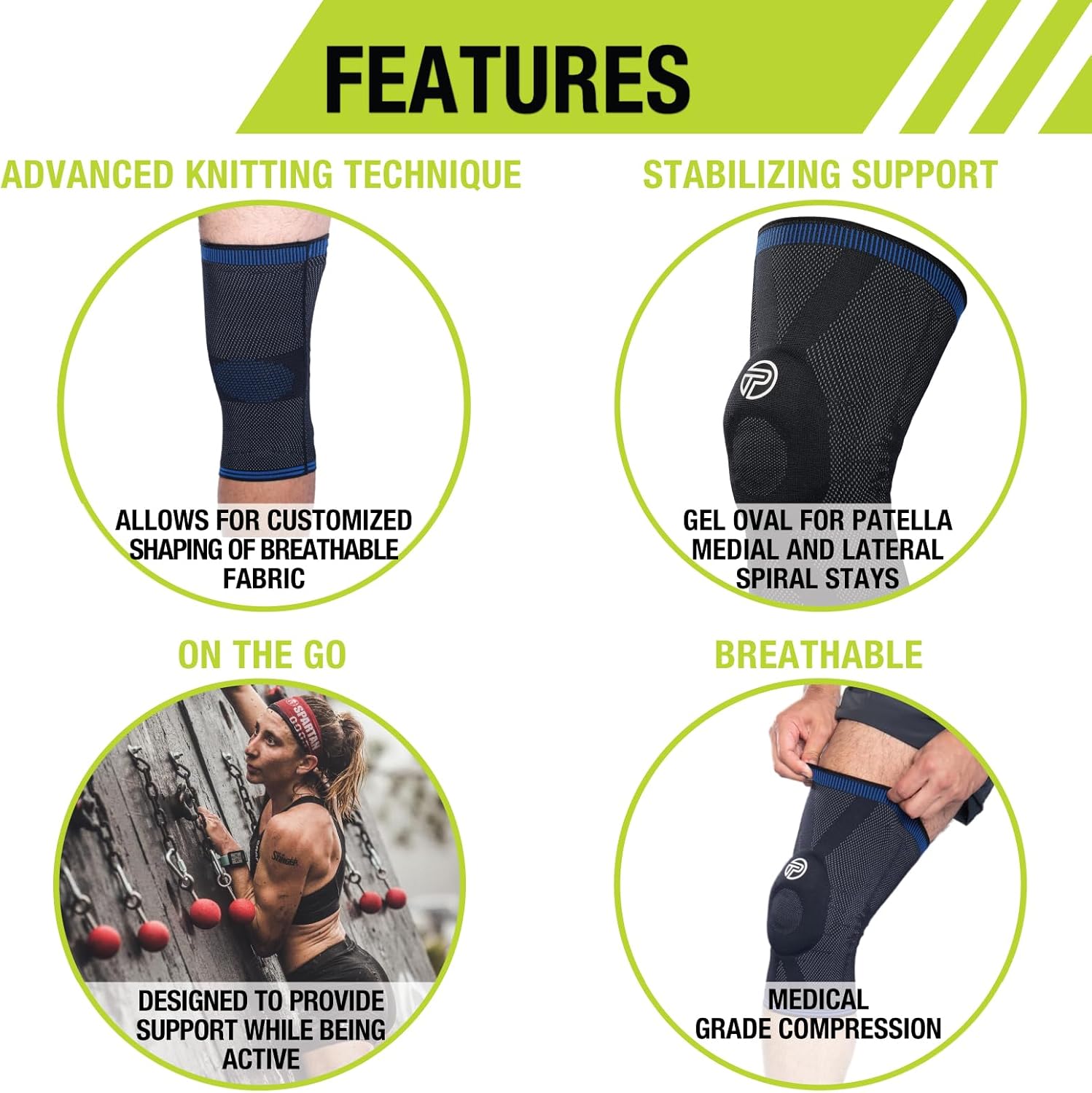 Pro-Tec Athletics Premium Knee Brace, Medical Grade Compression, Breathable Fabric, Patella and Ligament Support, and Enhanced Overall Knee Joint Stability