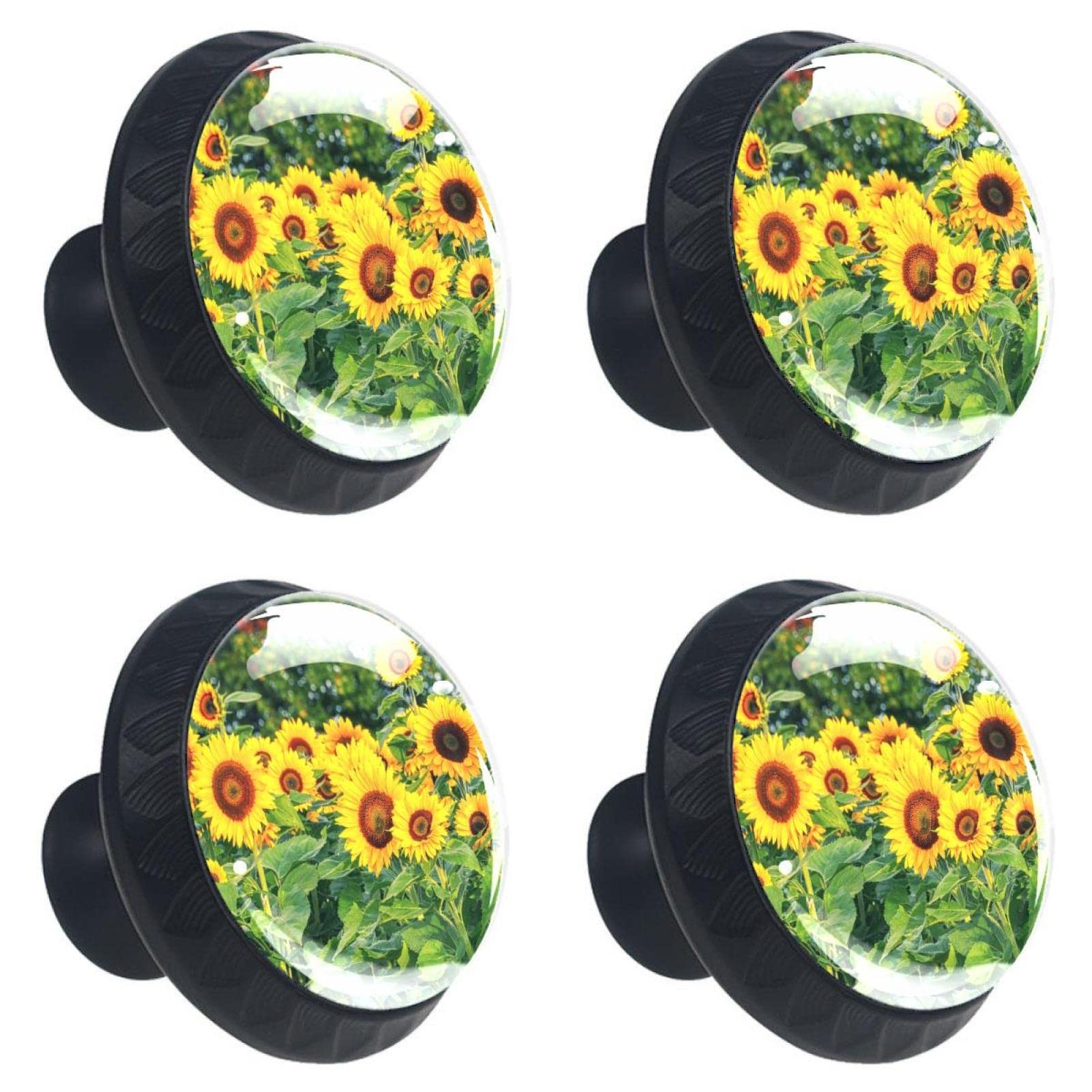 Boutons de tiroir en verre au design tournesol pour une décoration raffinée