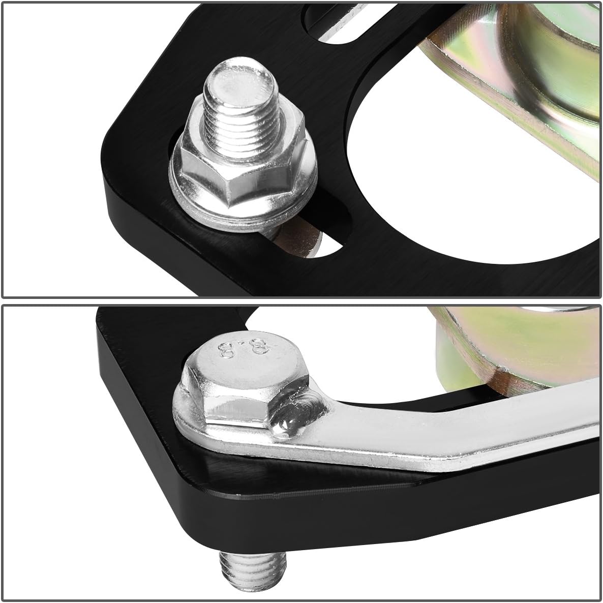 Auto Dynasty Compatible with Ford Mustang Pair Front Adjustable +/-3.0 Camber +/-2.0 Caster Plates Alignment Kit (Black)