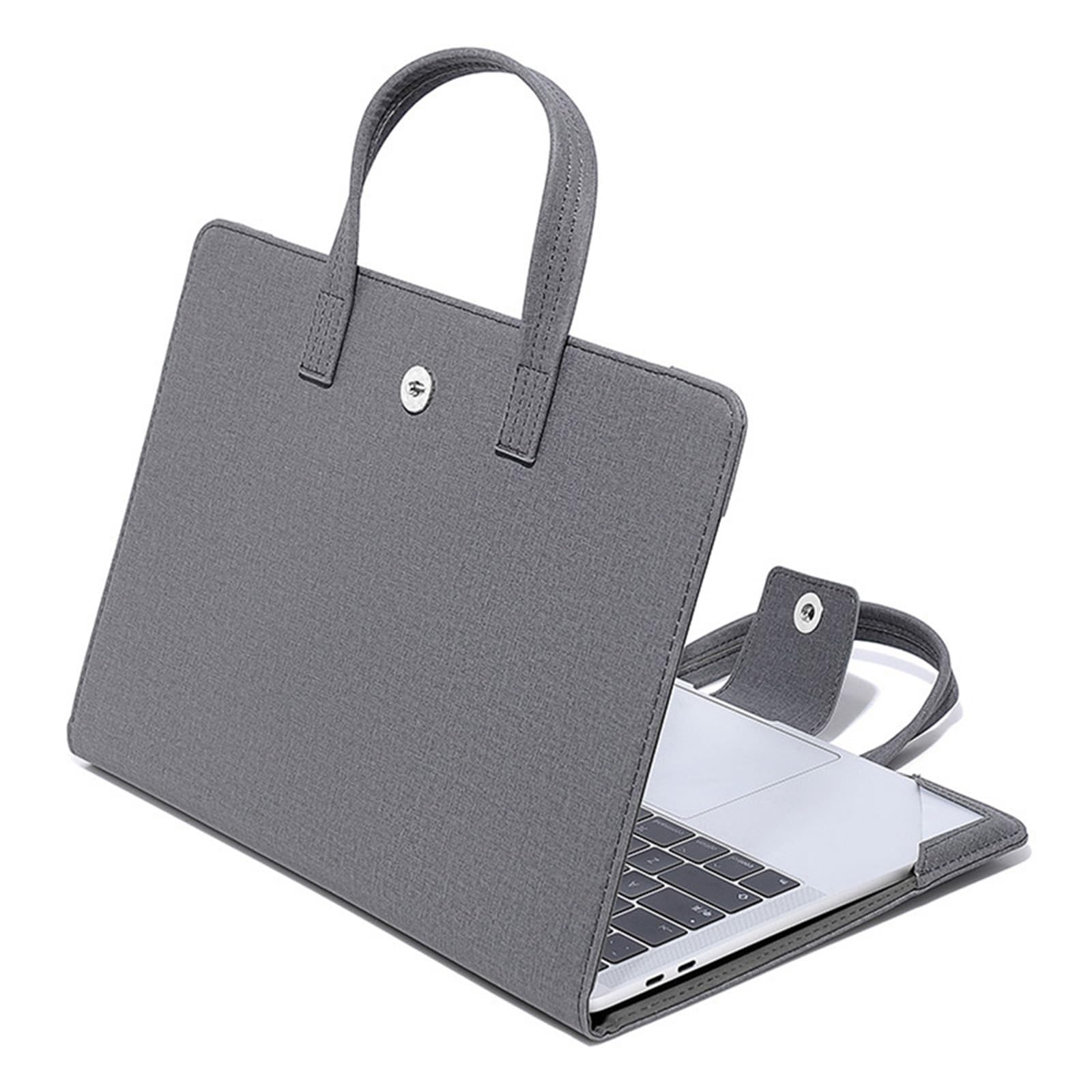 Skórzana torba na laptopa, torba do pracy biznesowej, torba na ramię na komputer, na MacBooka Pro Air, szara (gray D)