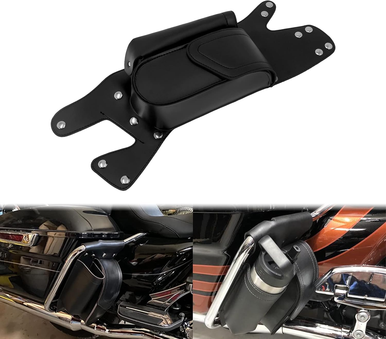 HDBUBALUS Saddlebag Guard Bag with Water Bottle Holder Fit for Harley Touring Road King Electra Glide Road Glide 1993-2025 Right Side