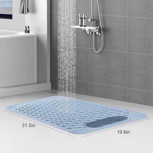 Miniatura 5 de Tapete de ducha de goma para bañera, tapete de goma antideslizante, lavable a máquina, tapete de baño de secado rápido, tapete de piedra de baño de